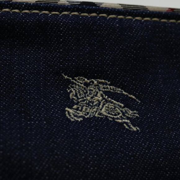 BURBERRY Nova Check Blue Label Hand Bag Denim Navy Beige Auth bs13210 - Picture 15 of 16